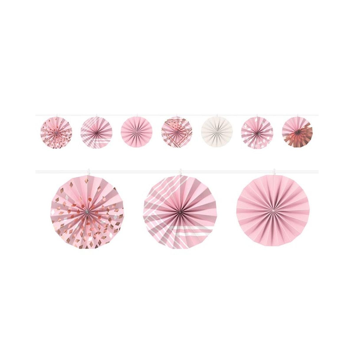 Rose Gold Blush Mini Paper Fans Garland - 3.6m