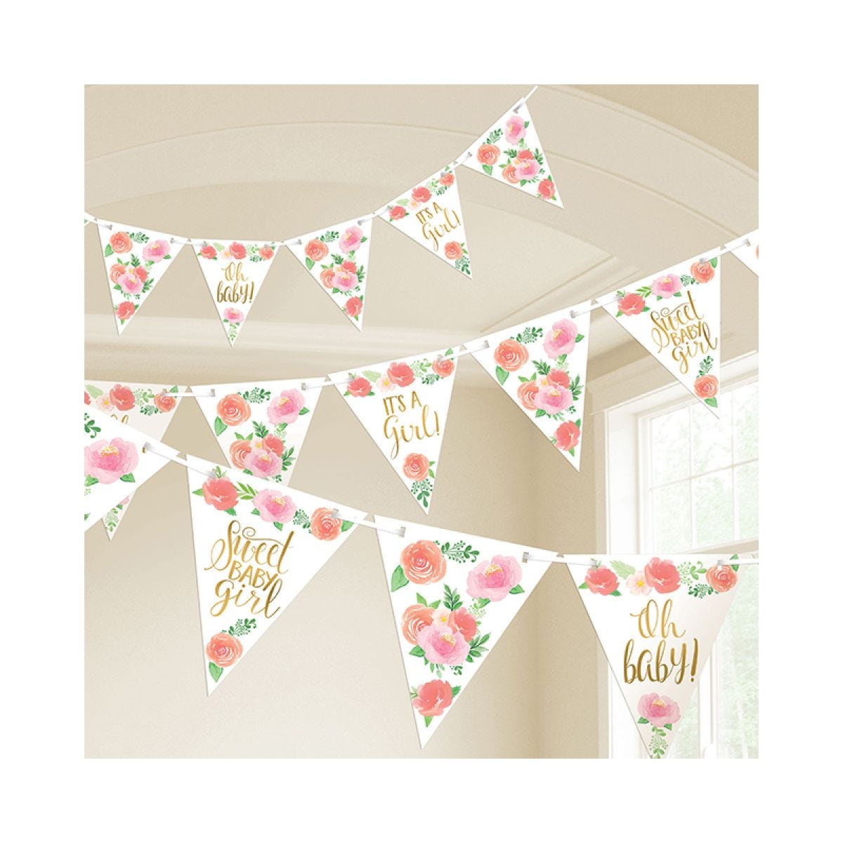 Floral Baby Paper Bunting - 4.6m