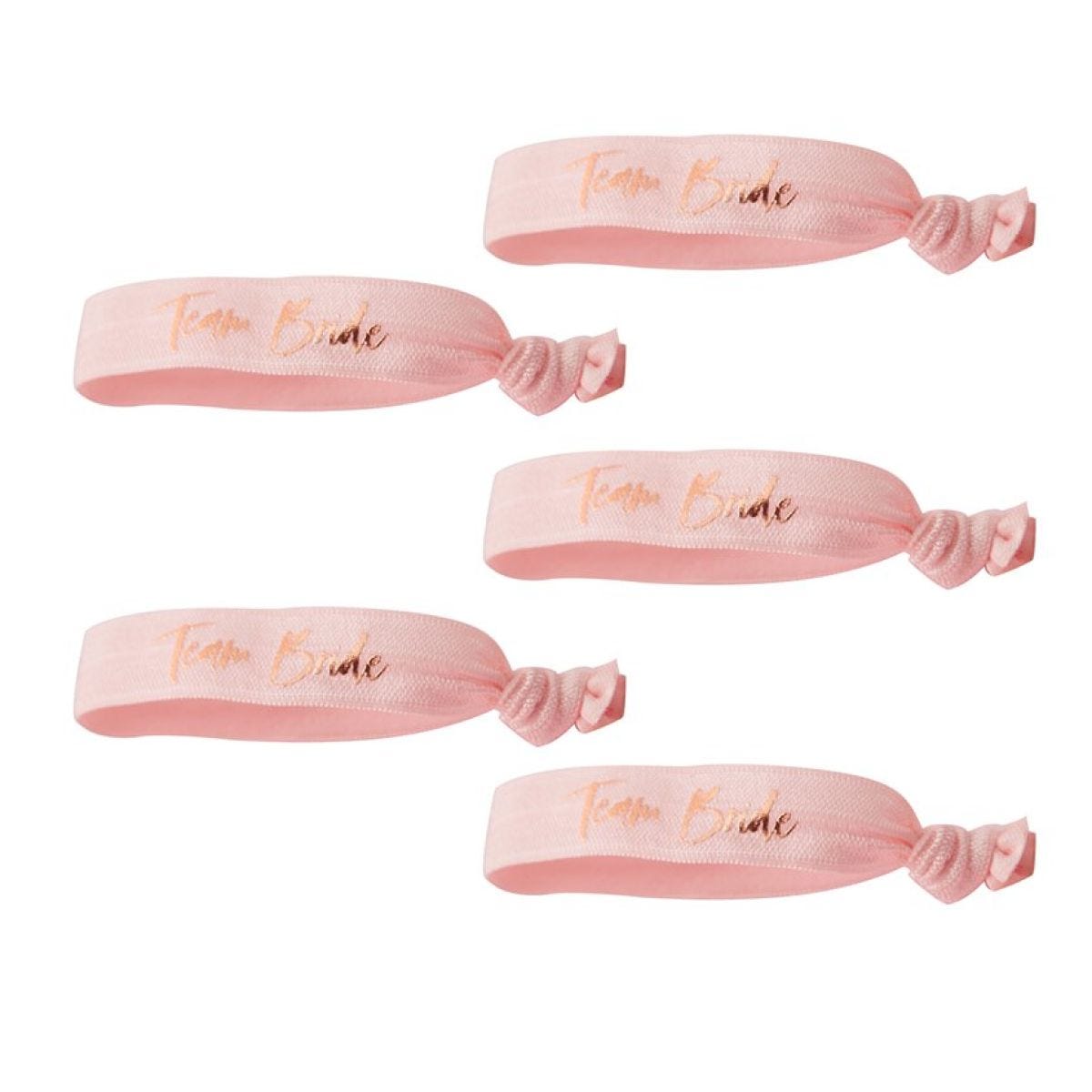 Floral Hen Party &apos;Team Bride&apos; Rose Gold Foiled Wristbands (5pk)