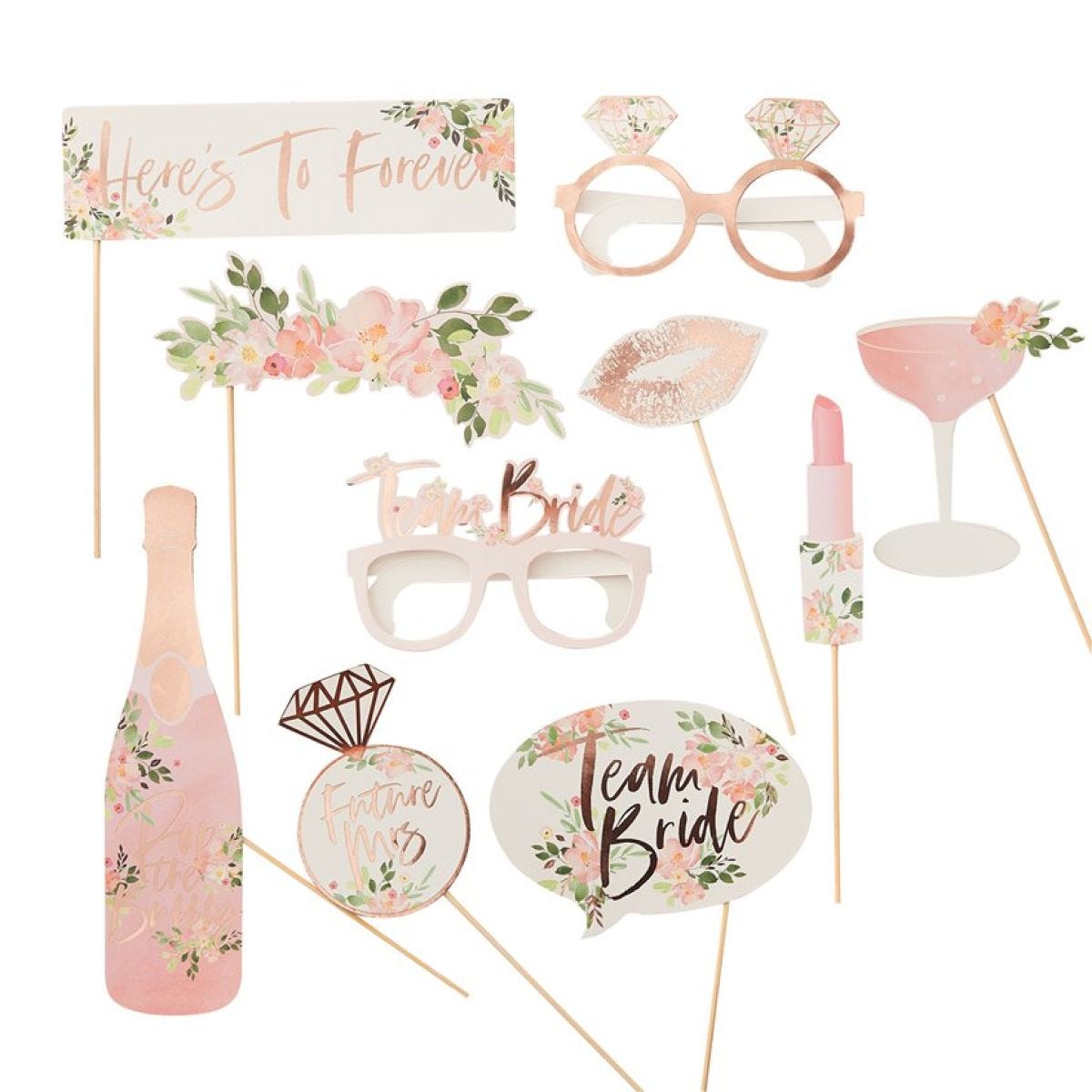 Floral Hen Party Photo Booth Props (10pk)