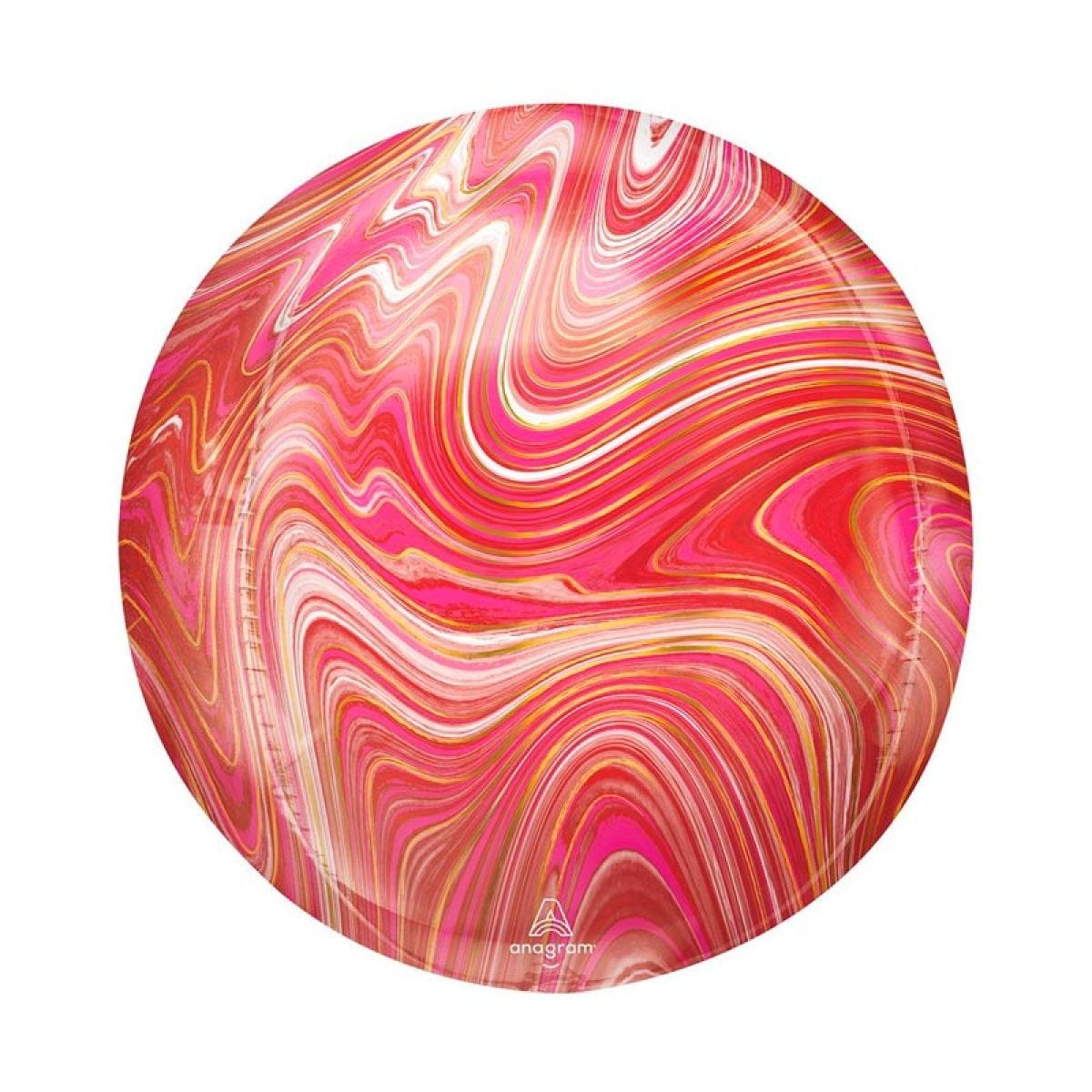 Red & Pink Marble Orbz Foil Balloon (Unpackaged)