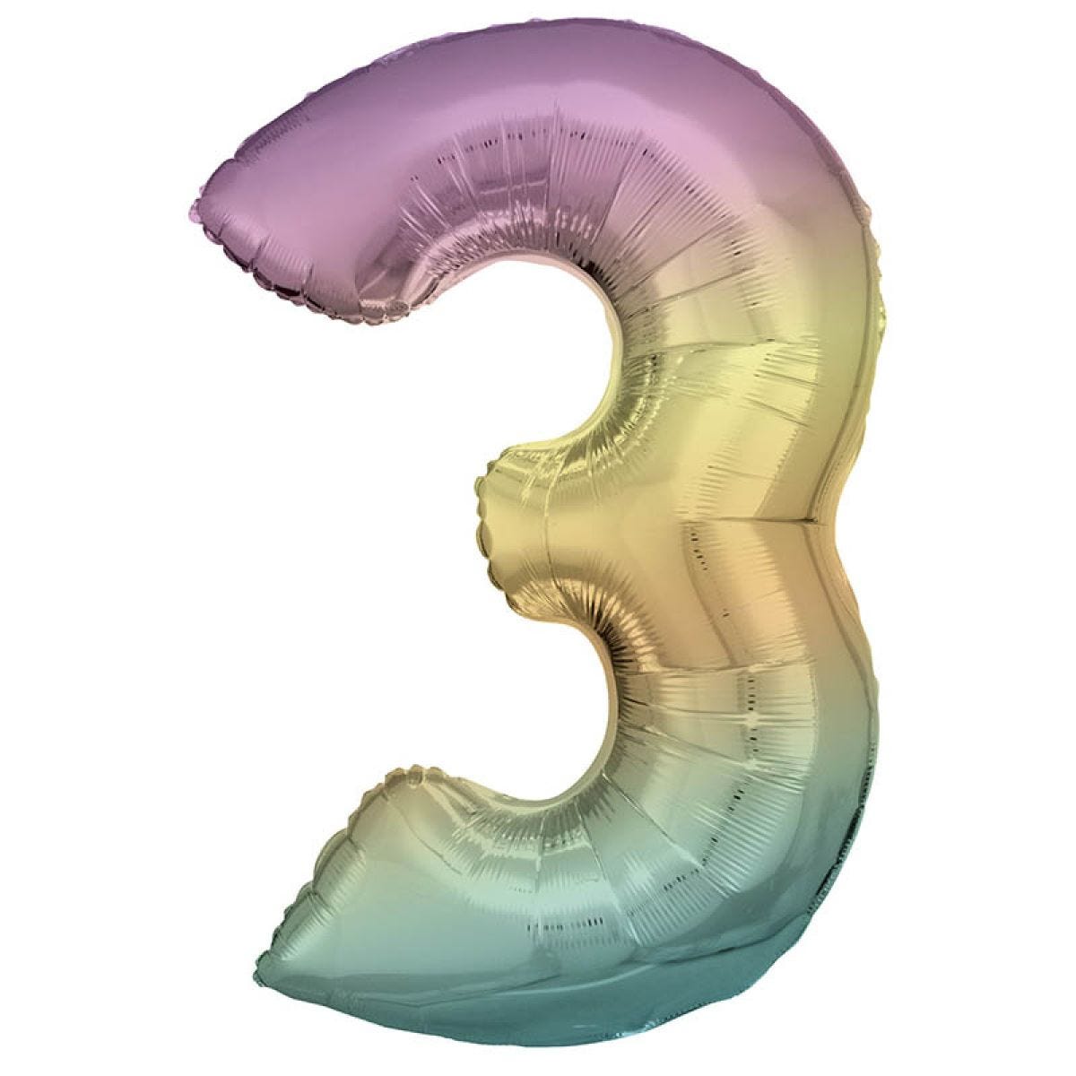 Pastel Rainbow Number 3 Balloon - 34" Foil
