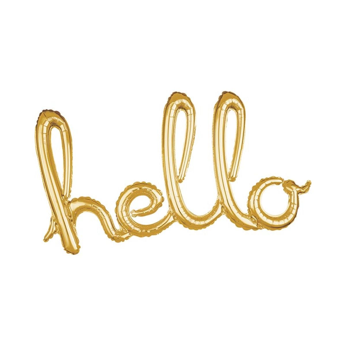 Hello Gold Script Phrase Foil Balloon