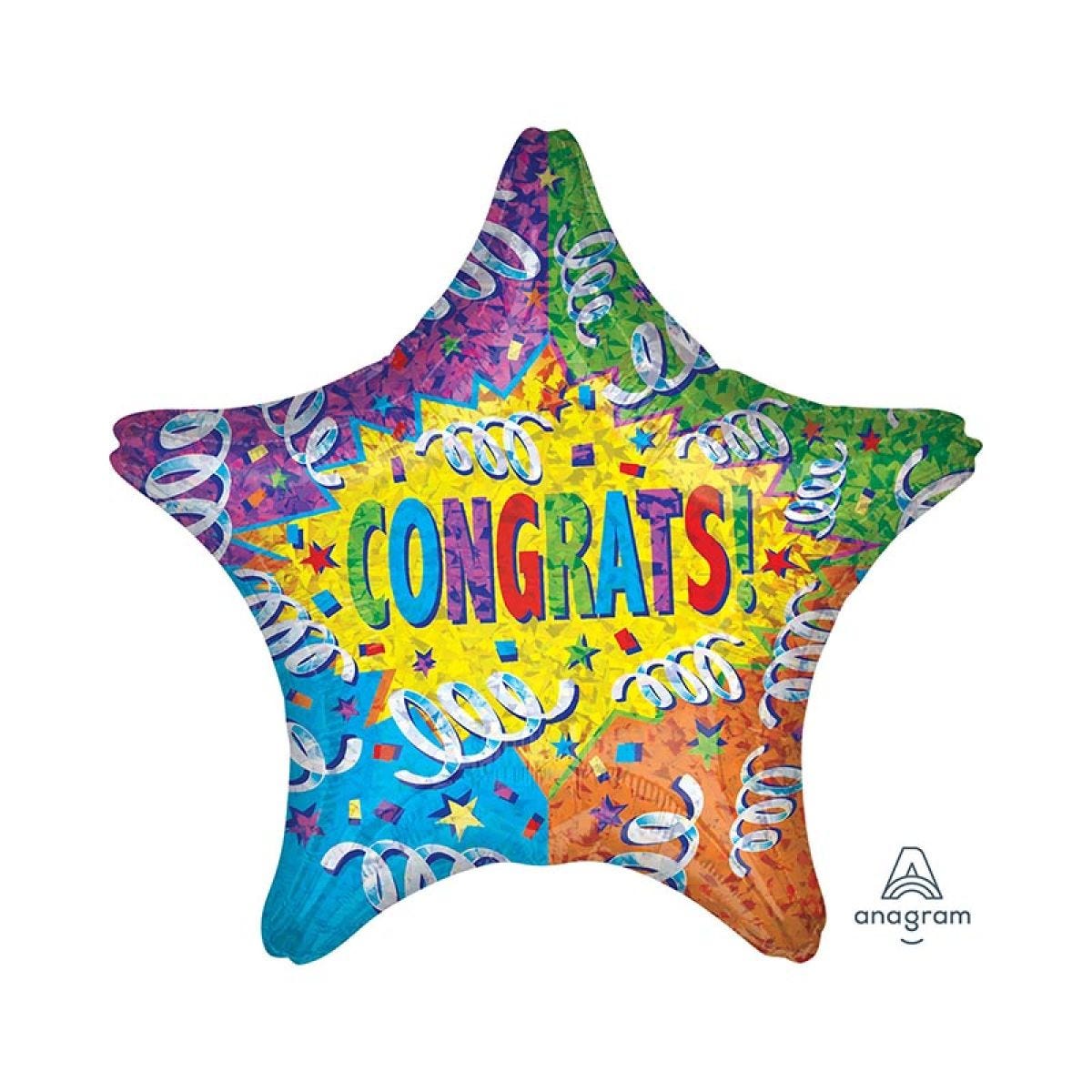 Congrats Streamer Explosion Balloon - 18" Foil