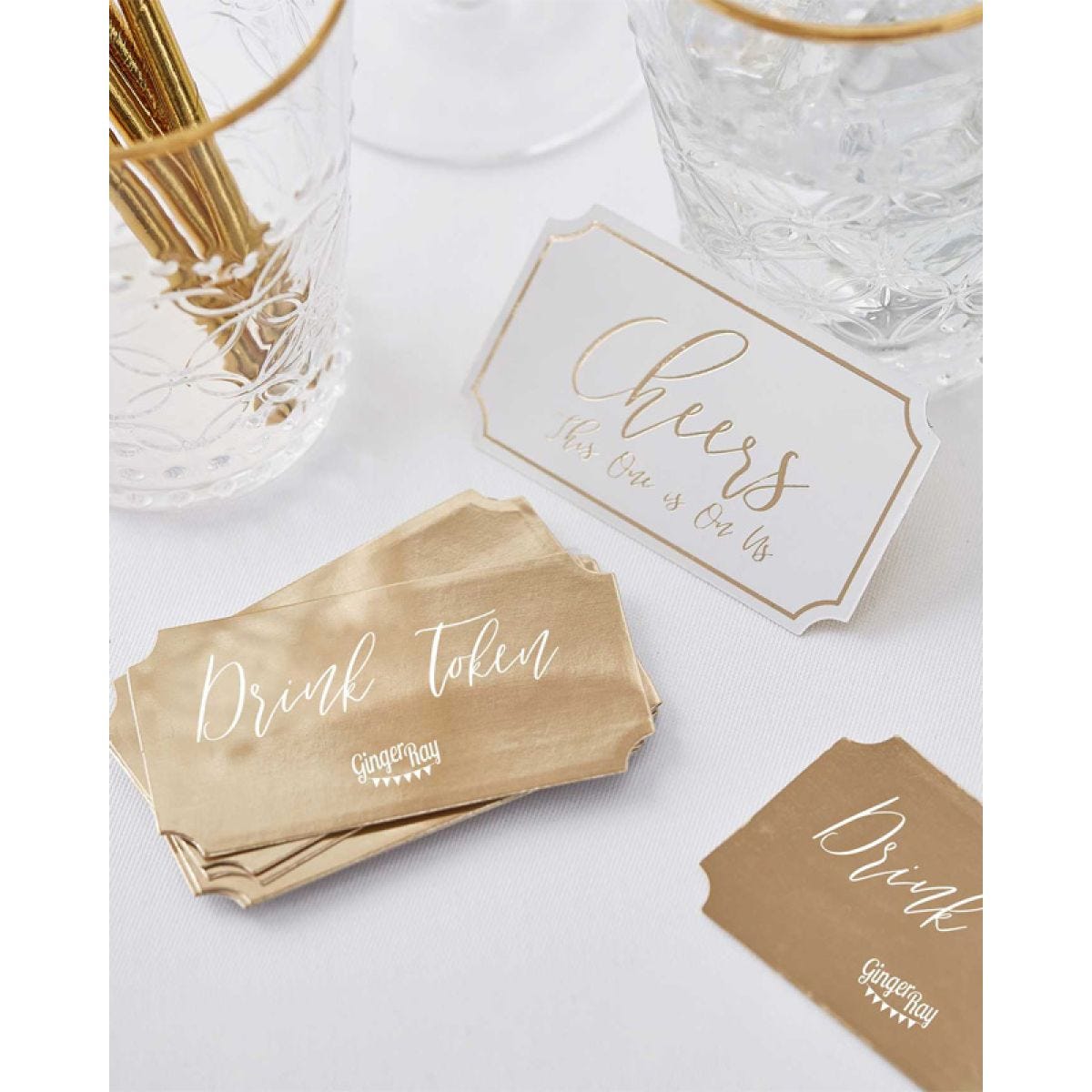 Gold Wedding Drink Tokens