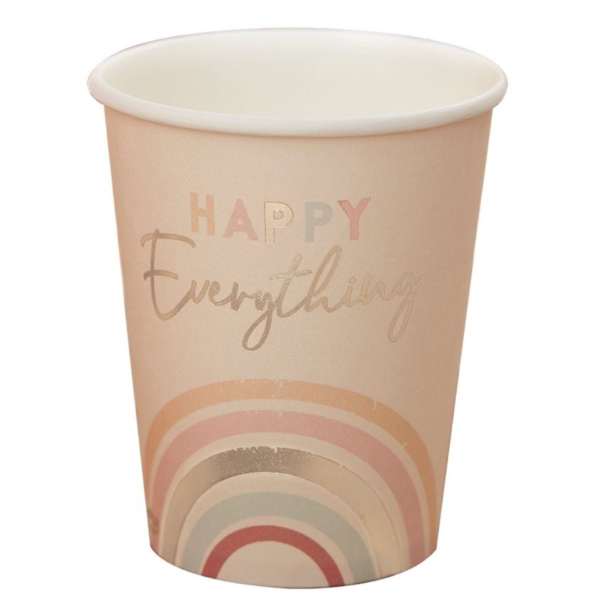 Happy Everything Natural Rainbow Birthday Party Cups (8pk)