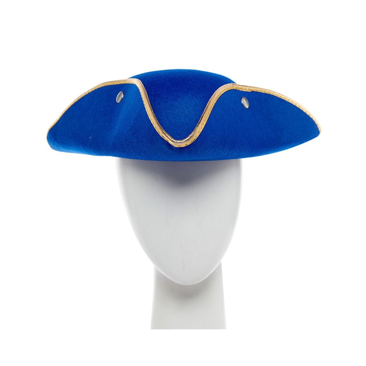 Blue Pirate Hat with Gold edge