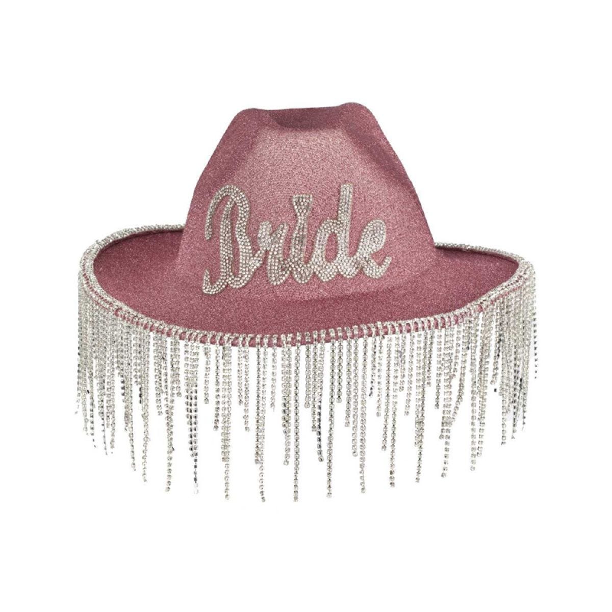 Pink Glitter &apos;Bride&apos; Cowgirl Hat