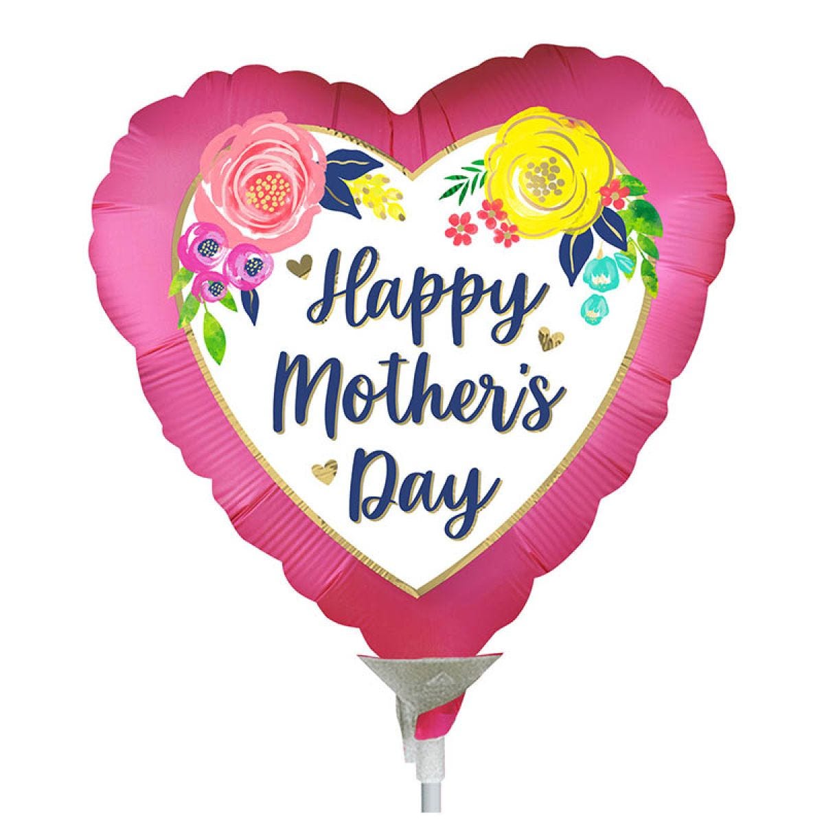 Satin Happy Mother&apos;s Day Floral Pink Mini Air-fill (Uninflated)