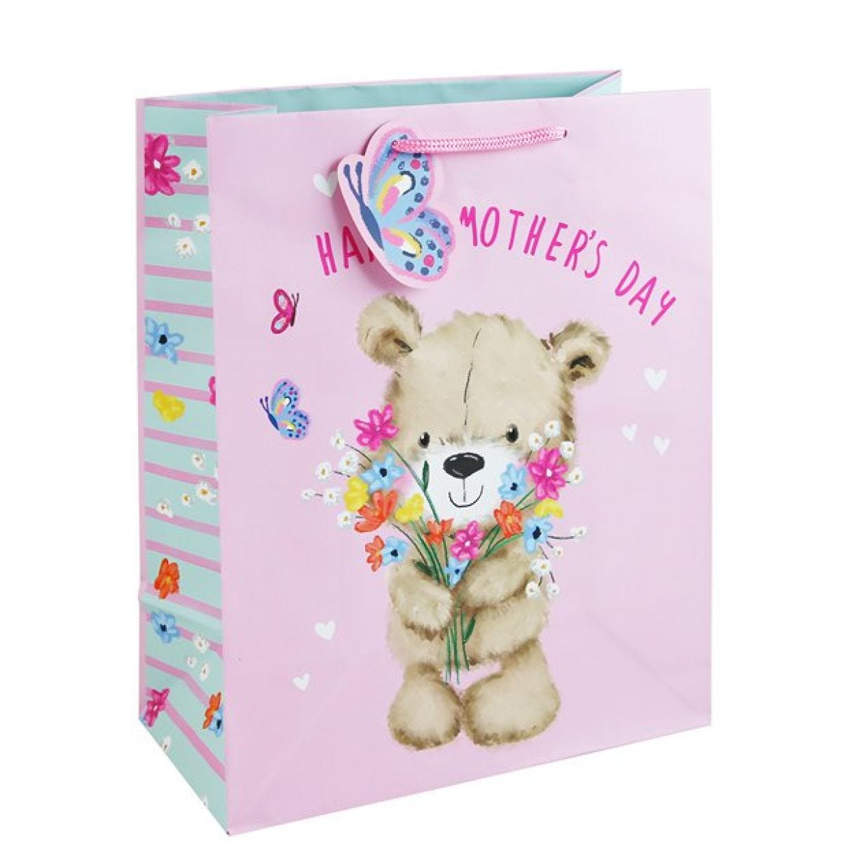 Mother&apos;s Day Cute Bear & Flowers Large Gift Bag