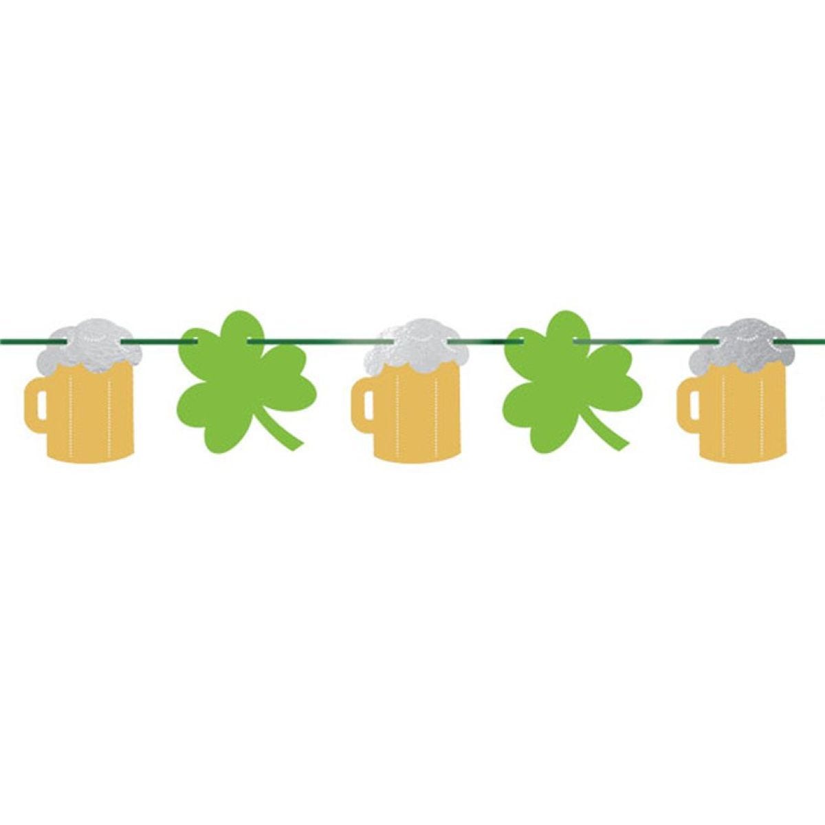 St Patrick&apos;s Day Beer and Shamrock Banner - 3.65m