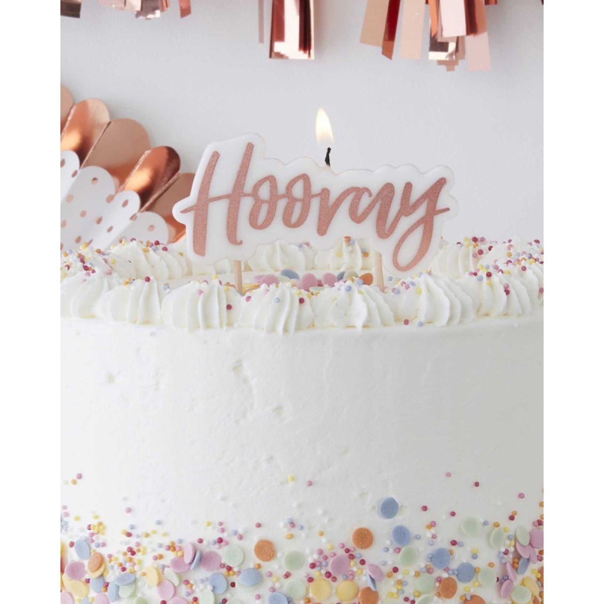 Pick & Mix Rose Gold &apos;Hooray&apos; Candle - 9.5cm