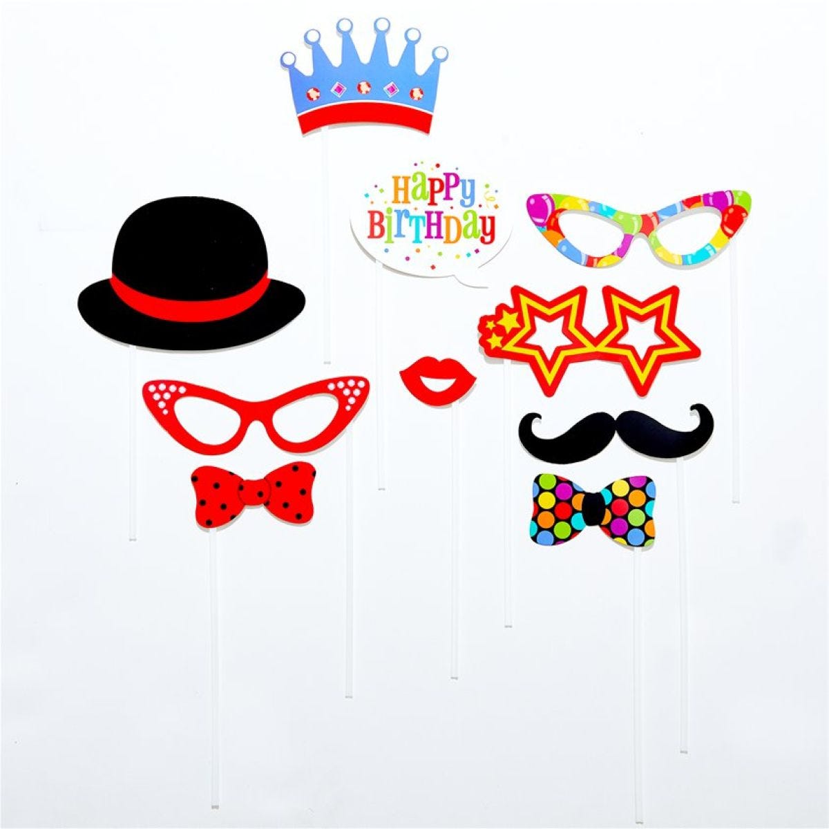 Confetti Birthday Photo Booth props (10pk)