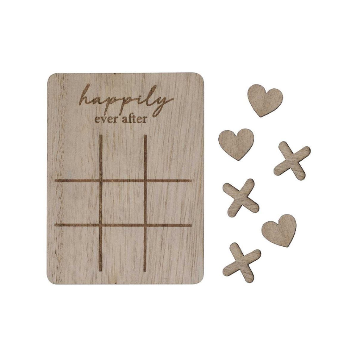 Rustic Romance Mini Wooden Noughts and Crosses Wedding Game - 9.5cm x 7cm