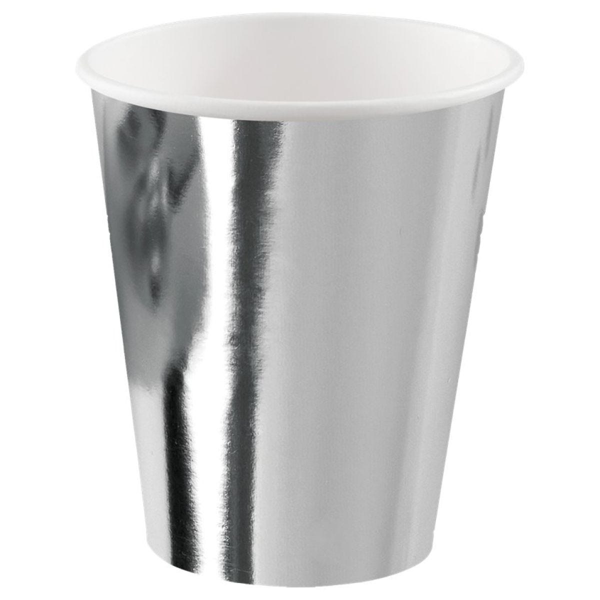 Silver Metallic Paper Cups - 250ml (8pk)
