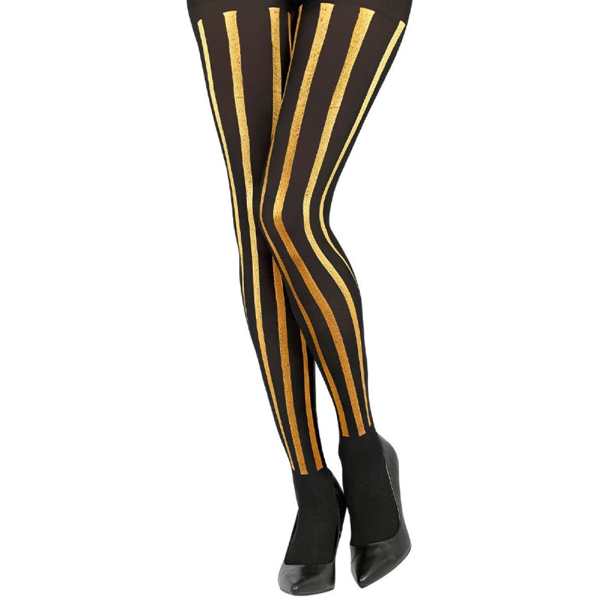 Black & Gold Striped Tights 50 Denier