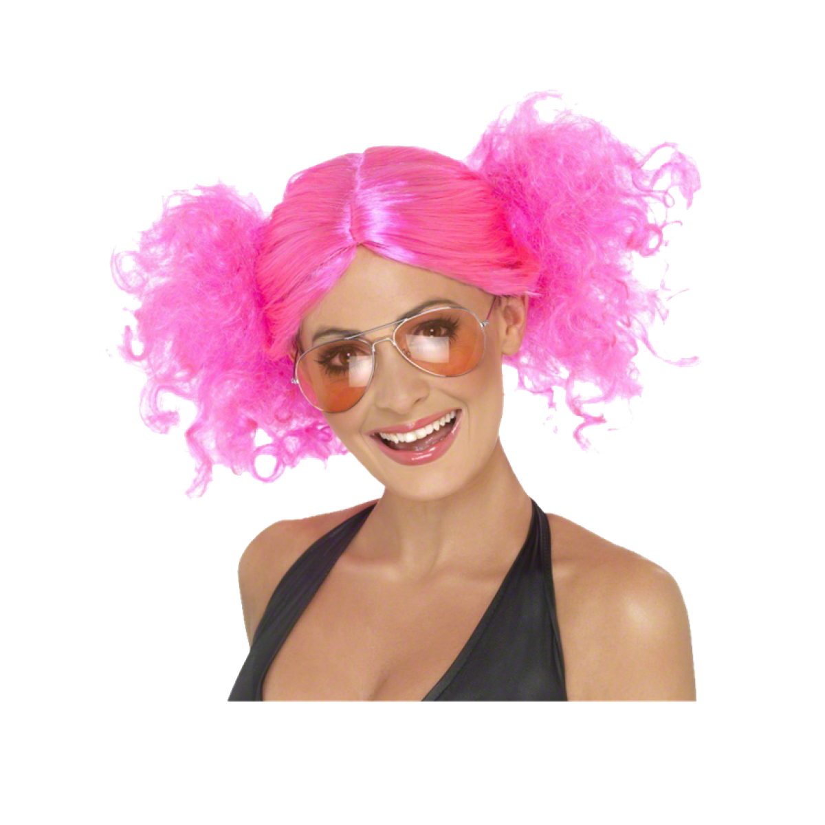 80s Neon Pink Bunches Wig