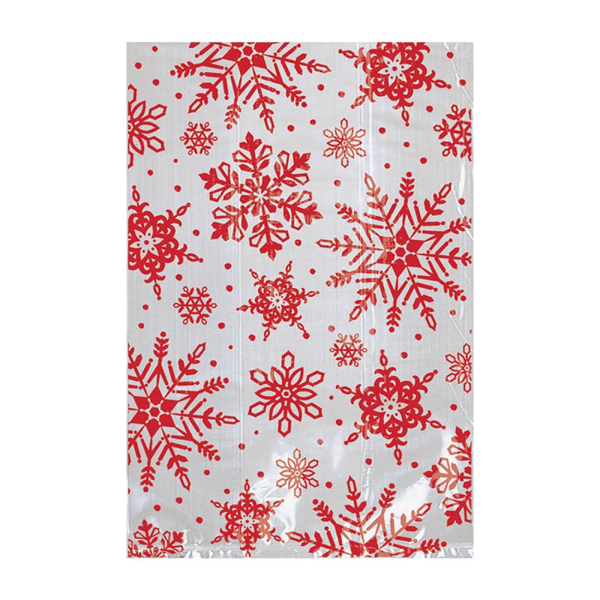 Red Snowflake Cello Bags 10cm x 15cm (25pk)