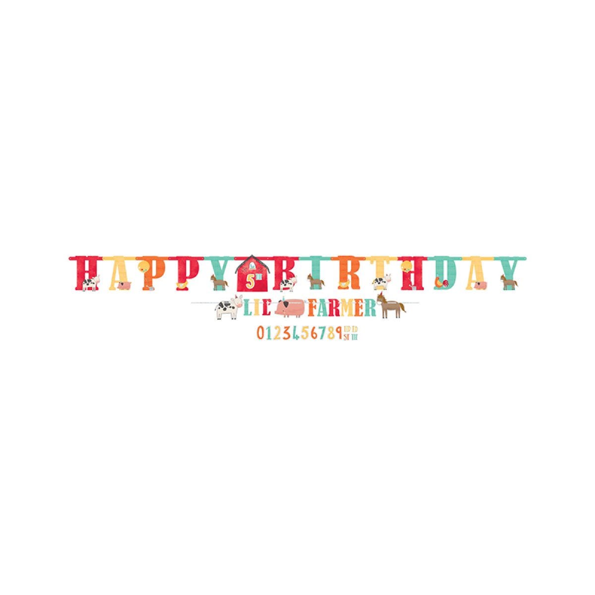 Barnyard Birthday Jumbo Add-an-Age Letter Banner - 3m