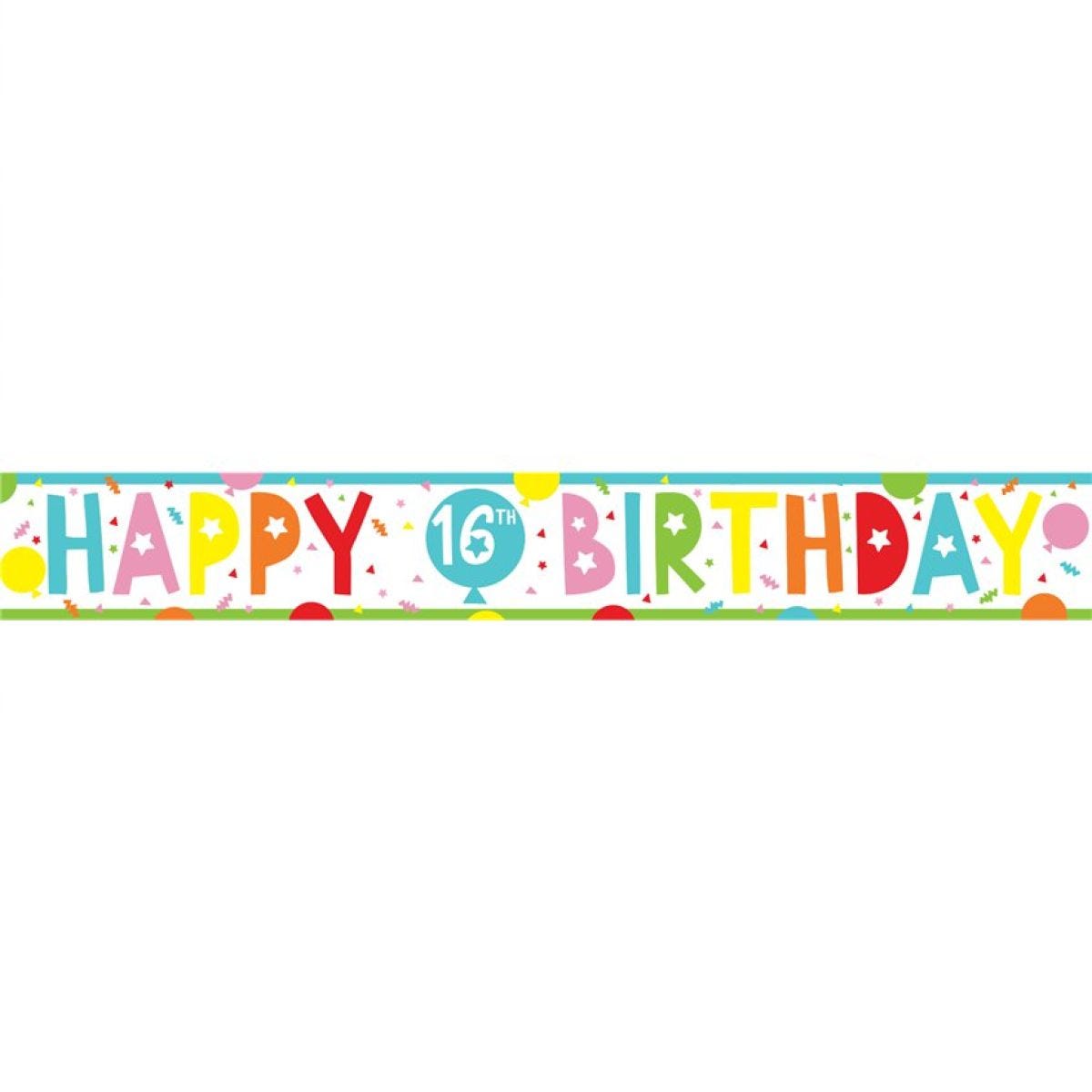 16th Birthday Brights Paper Banners - 1m