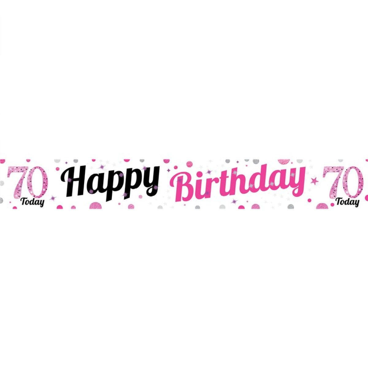 70th Birthday Pink Celebration Paper Banners -1m