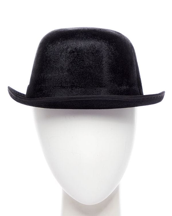 Black Velour Bowler Hat