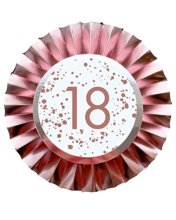 Rose Gold 18th Birthday Badge - 12cm