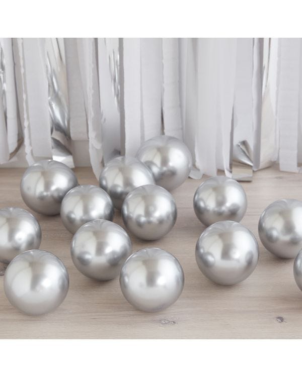 Silver Chrome Balloons -  5&quot; Latex (40pk)