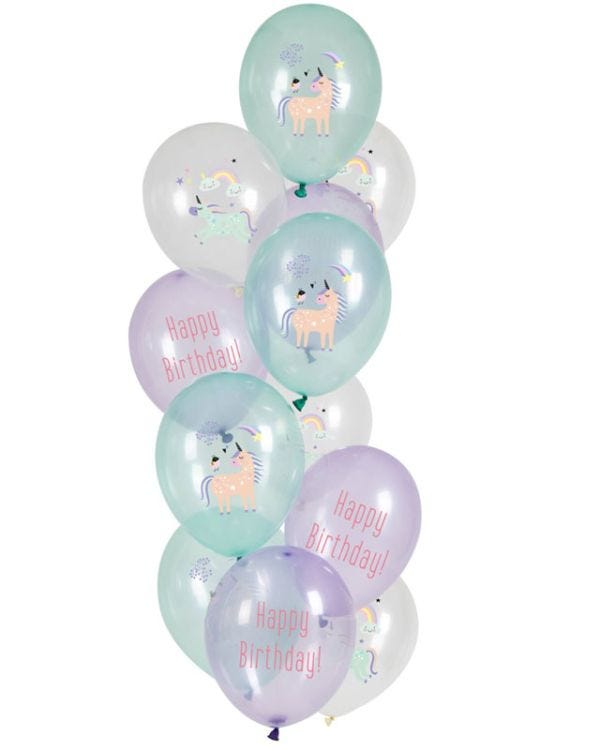 Unicorns &amp; Rainbows Balloons - 12&quot; Latex (12pk)