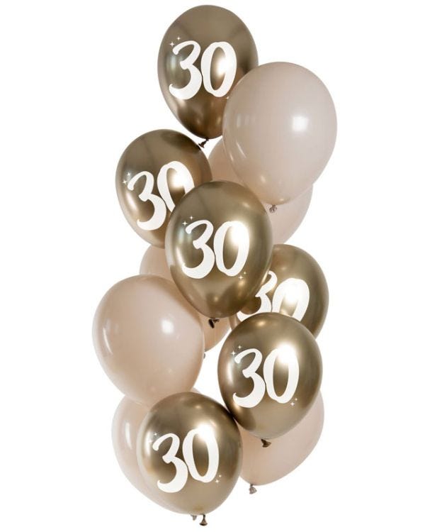 Age 30 Gold Balloons - 12&quot; Latex (12pk)