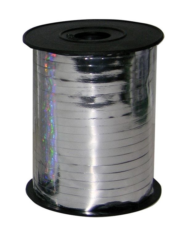 Metallic Silver Balloon Ribbon - 230m x 5mm