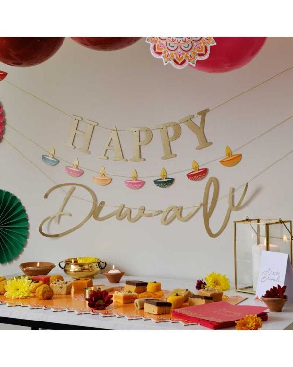 Gold Happy Diwali Paper Banner - 1.5m