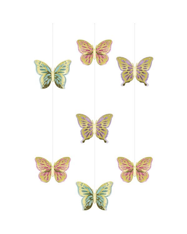 Butterfly Shimmer Hanging Decorations (3pk)