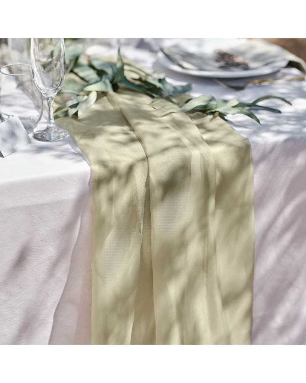 Sage Green Fabric Table Runner - 4m