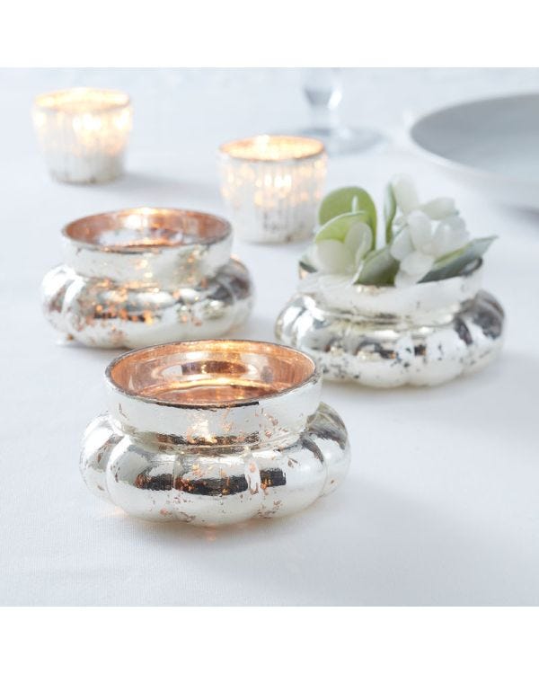 Silver Frosted Tea Light Holder - 4.5cm