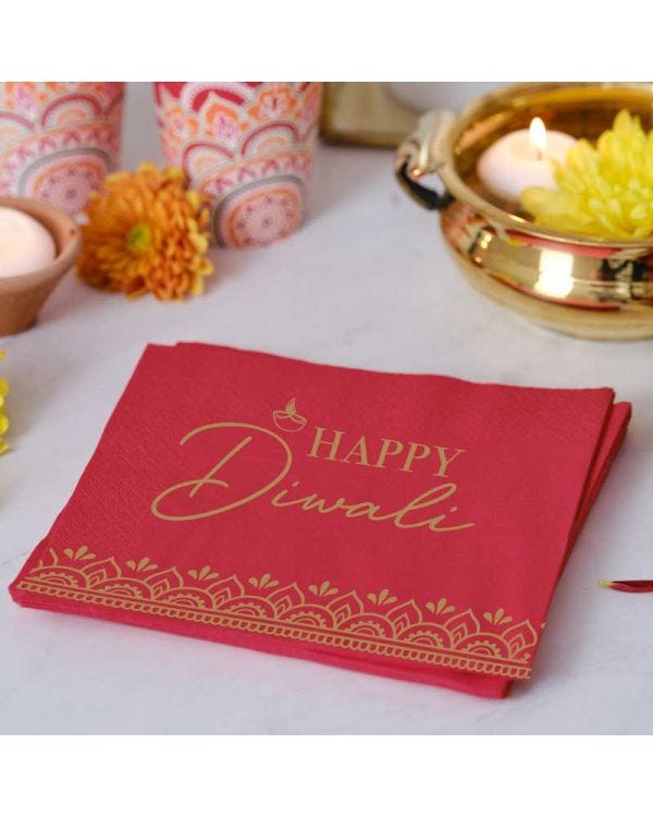 Happy Diwali Paper Napkins - 33cm (16pk)