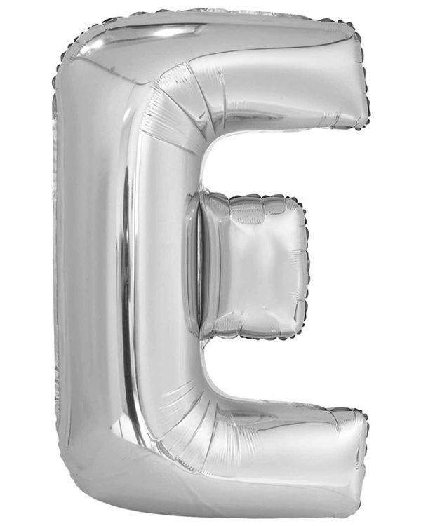 E Silver Letter Balloon - 34&quot; Foil