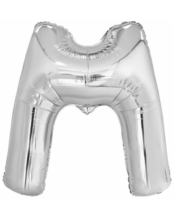 M Silver Letter Balloon - 34&quot; Foil