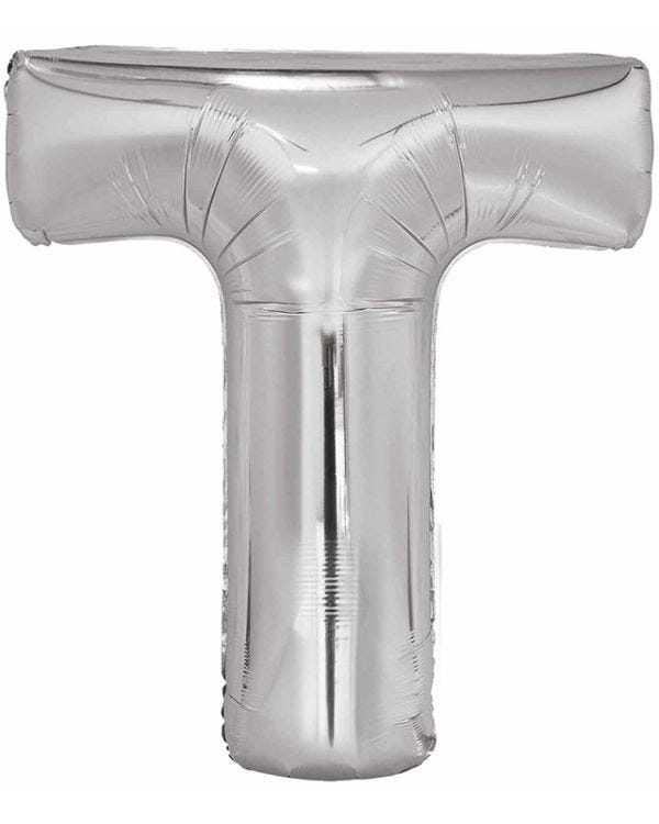 T Silver Letter Balloon - 34&quot; Foil
