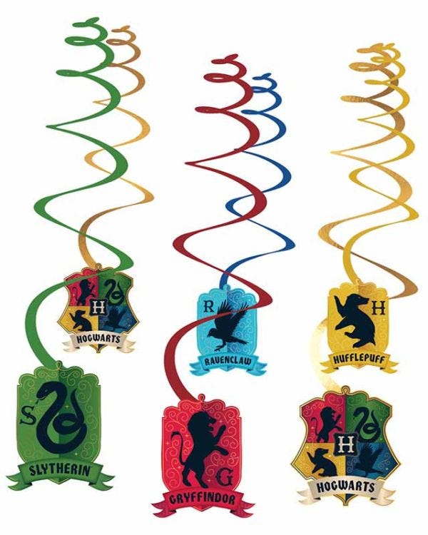 Harry Potter Houses Swirl Decorations (6pk)