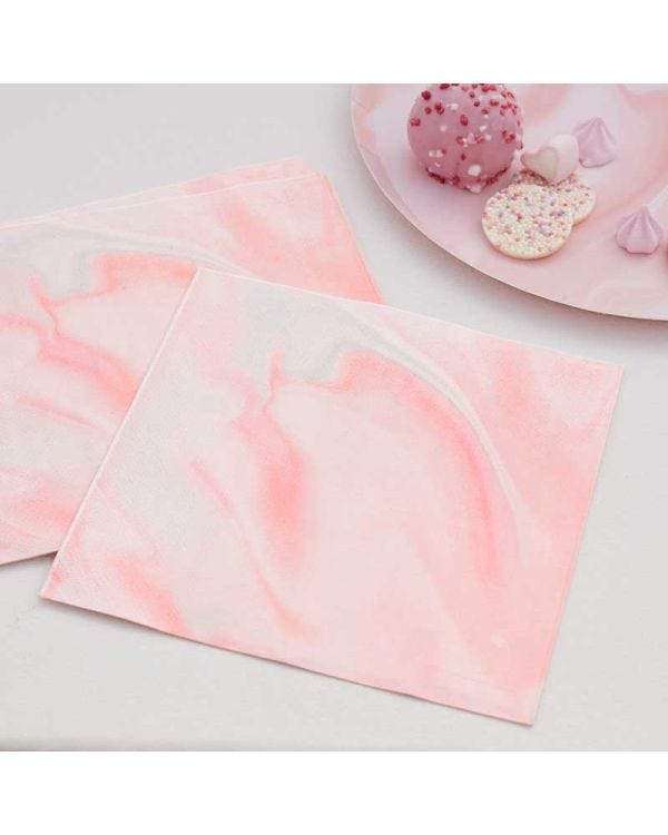 Pink Marble Paper Napkins - 33cm (16pk)