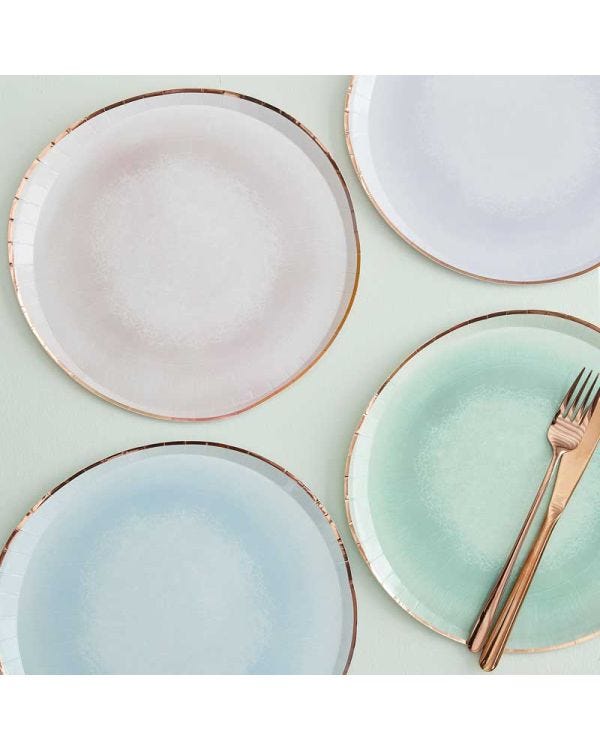 Irregular Shape Pastel Watercolour Paper Plates - 25cm (8pk)