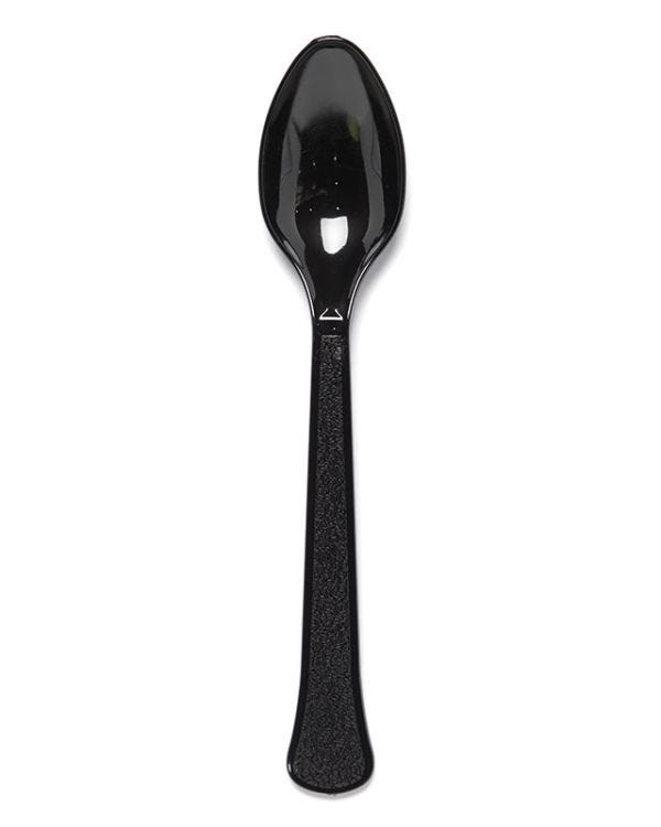 Black Reusable Plastic Spoons (24pk)
