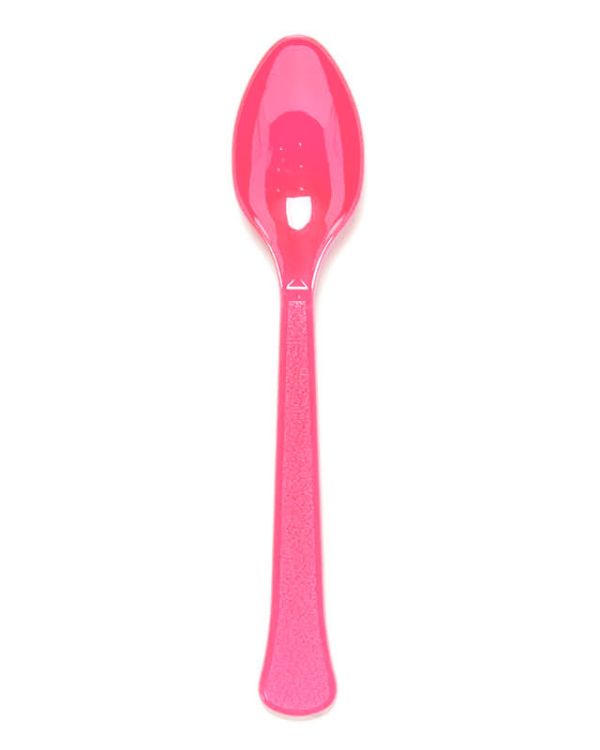 Bright Pink Reusable Plastic Spoons (24pk)