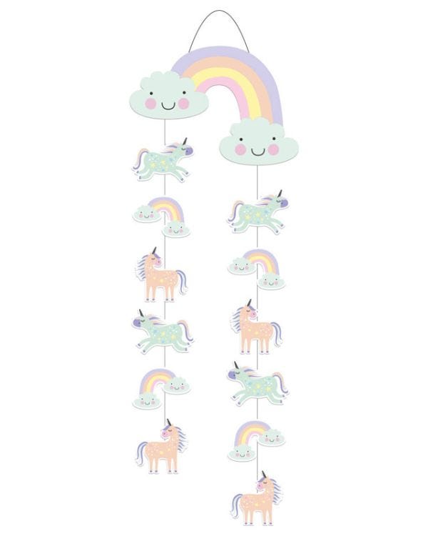 Unicorns &amp; Rainbows Paper Hanging Decoration - 30cm x 85cm