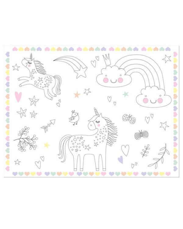 Unicorns &amp; Rainbows Colour-In Placemats (6pk)