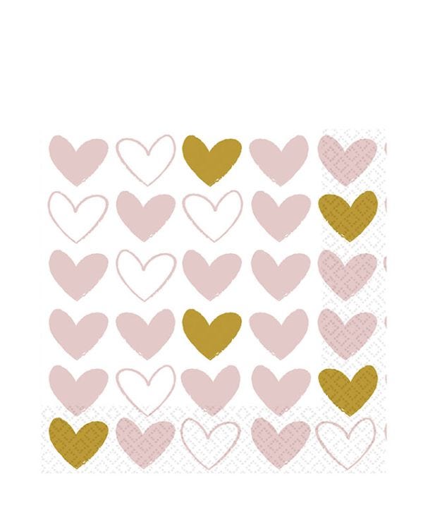 Valentines Open Hearts Paper Napkins 33cm (16pk)