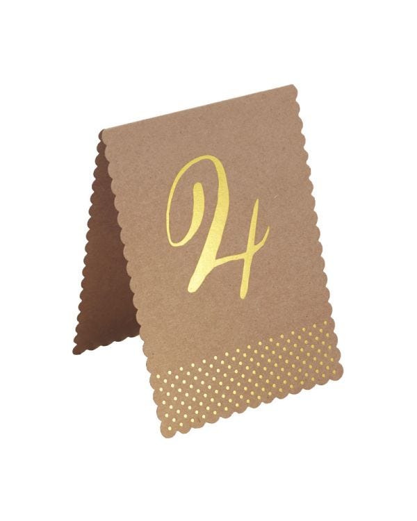 Gold Foiled Kraft Paper Table Numbers 1-12 (12pk)