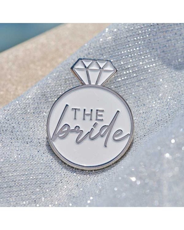 Silver Enamel Bride Hen Party Badge - 3cm