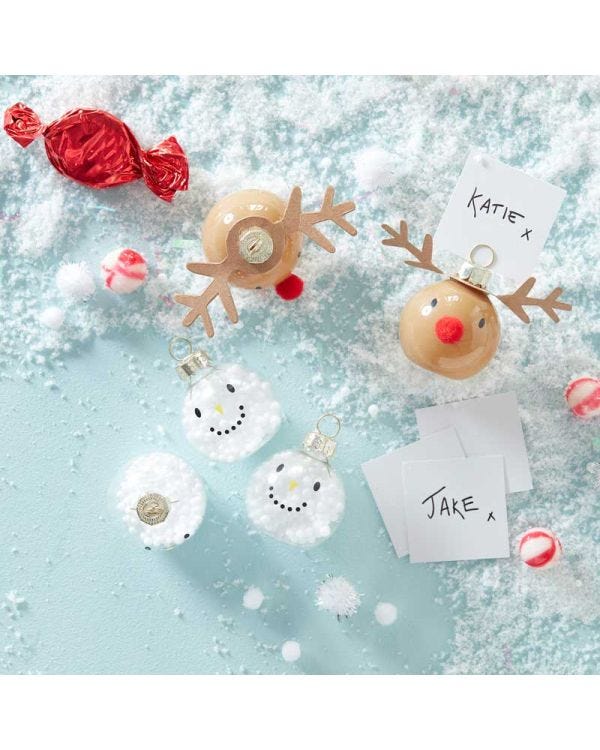 Reindeer &amp; Snowman Christmas Place Card Holders - 6cm (6pk)